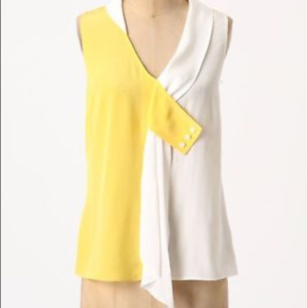 Anthropologie Yellow and White Blouse